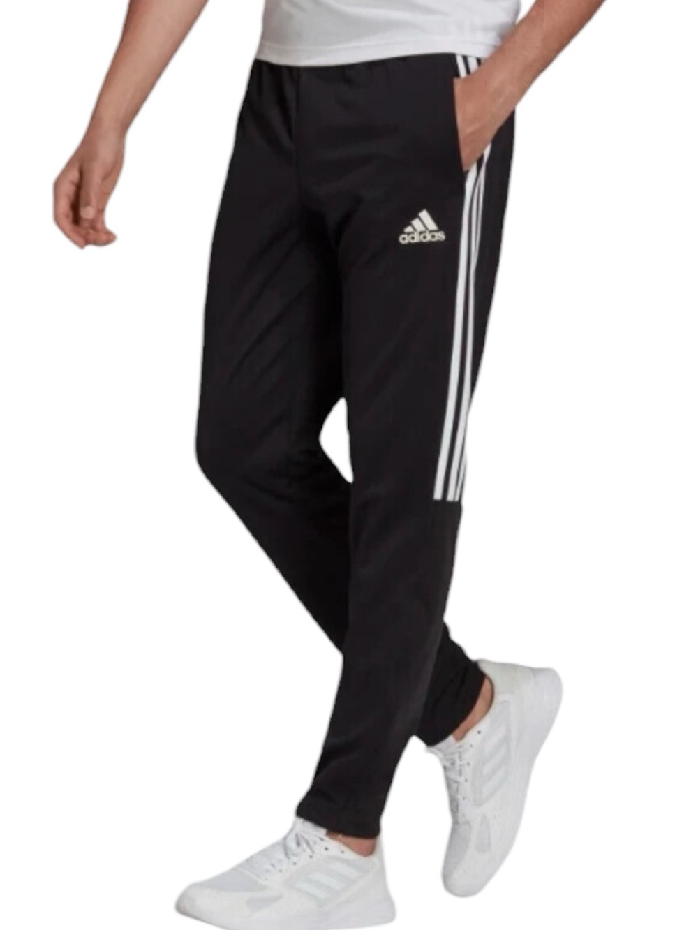 adidas Men’s Joggers Black with 3 White Stripes Slim Fit AEROREADY Size Small
